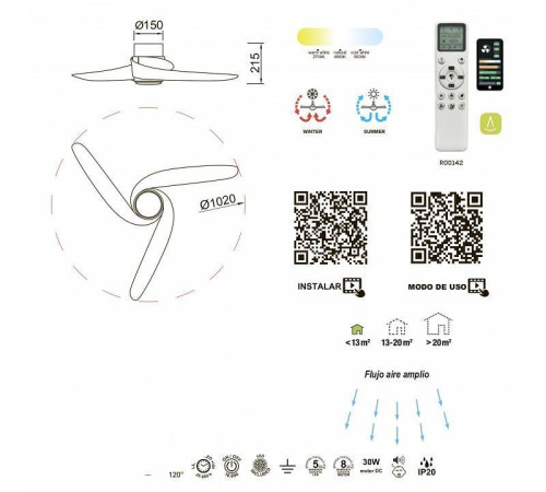 Светильник с вентилятором Mantra Groenland 9066
