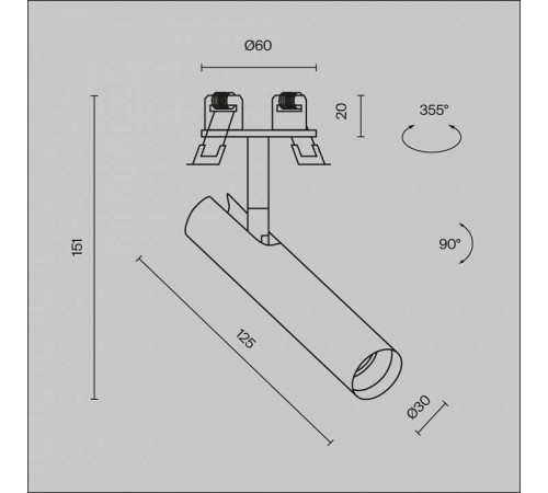 Встраиваемый светильник Maytoni Focus T C141RS-L125-6W3K-BBS
