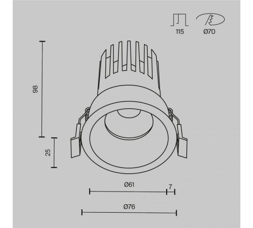 Встраиваемый светильник Maytoni Dip DL117-15W-2.7K-B