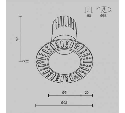 Встраиваемый светильник Maytoni 10 Вт 3000 K белый DL120-10W-3K-TRS-W