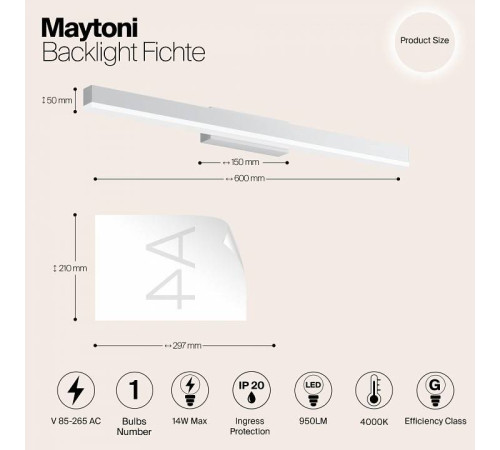 Подсветка для зеркала Maytoni Fichte 14 Вт 4000 K MIR012WL-L14W4K