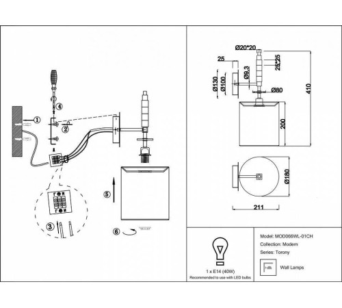 Бра Maytoni Torony MOD066WL-01CH