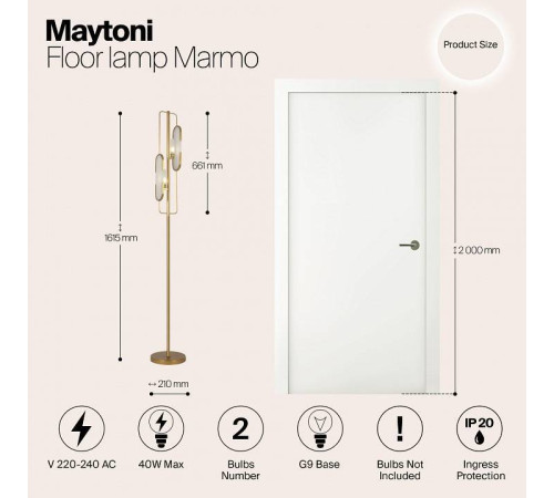 Торшер Maytoni Marmo MOD099FL-02G