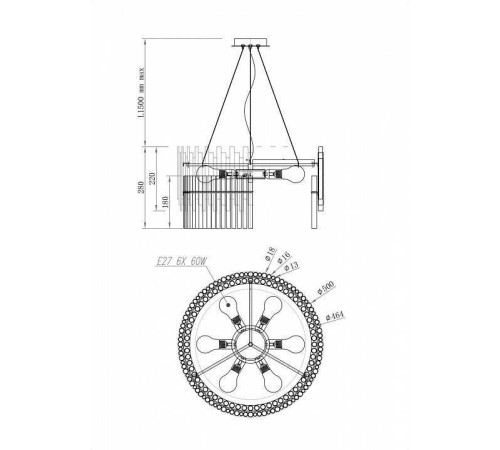 Подвесной светильник Maytoni Coliseo MOD135PL-06BS