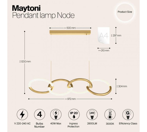 Подвесной светильник Maytoni Node MOD165PL-L40G3K