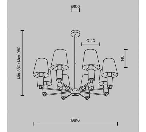 Люстра на штанге Maytoni Lira MOD483PL-08BS