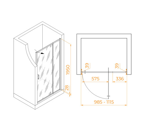 Душевая дверь RGW Passage PA-008B 1000x1850 мм черный 350800801-14