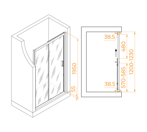 Душевая дверь RGW Passage PA-016B 1200 мм матовое стекло черный 350801612-24