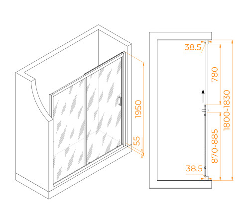 Душевая дверь RGW Passage PA-016B 1800 мм прозрачное стекло черный 350801618-14