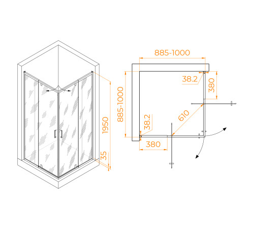 Душевой уголок RGW Passage PA-038 900x900 мм 350803899-11