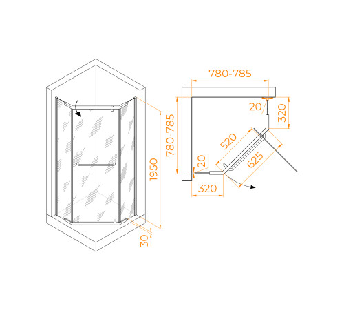 Душевой уголок RGW Passage PA-081B 800x800 мм черный 35088188-14