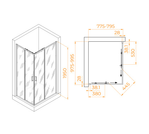 Душевой уголок RGW Passage PA-246B 800x1000 мм черный 030824680-14