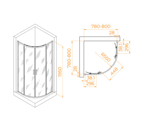 Душевой уголок RGW Passage PA-52B 800x800 мм черный 03085288-14