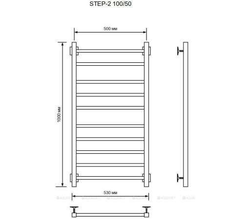 Полотенцесушитель электрический Ника STEP-2 100/50 (У) черный матовый RAL 9005 MAT 00325279