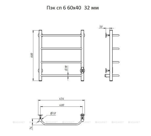 Полотенцесушитель водяной Тругор Пэк сп 6 60х40 см 32 мм 00-00031616