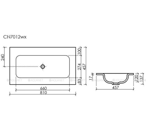 Раковина накладная Ceramica Nova Grace 810х457х137 мм без отверстия белая CN7012wx