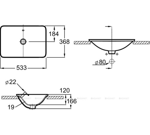 Раковина встраиваемая сверху Jacob Delafon CARILLON 53x37 см E96117-0