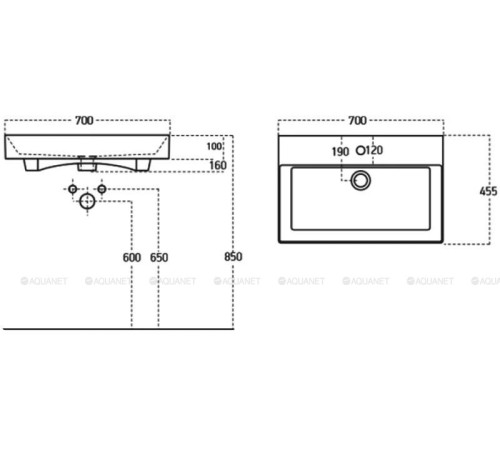 Раковина-столешница Sanovit Slim Synergy 70 см черный 17070-110