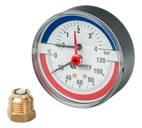 Термоманометр аксиальный Watts F+R818 TMAX 80 мм 1/2 4 бар 10009464