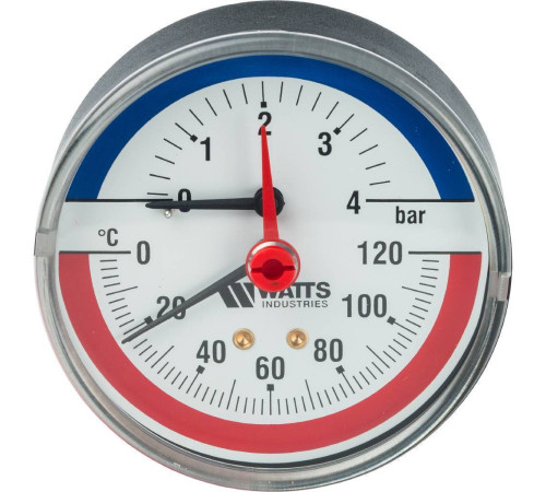 Термоманометр аксиальный Watts F+R818 TMAX 80 мм 1/2 4 бар 10009464