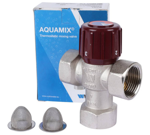 Клапан термостатический подмешивающий Watts AM6111C AQUAMIX 1 32-50°C 10017423