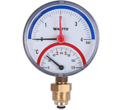 Термоманометр радиальный Watts 80 мм 4 бар 10025526