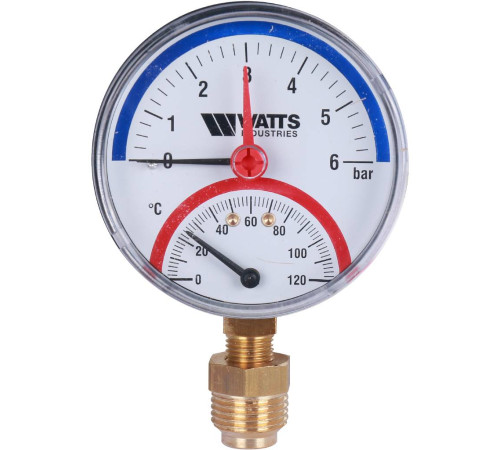 Термоманометр радиальный Watts F+R828 TMRP 80 мм 1/2 6 бар 10018749