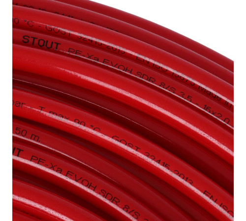Труба из сшитого полиэтилена STOUT PEX-a/EVOH 16х2.0 мм красная бухта 100 м SPX-0002-101620