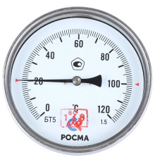 Термометр биметаллический Росма БТ-51.211 с погружной гильзой 100 мм 00000002544