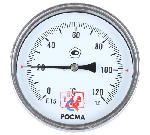 Термометр биметаллический Росма БТ-51.211 с погружной гильзой 100 мм 00000002544