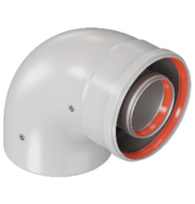 Отвод промежуточный коаксиальный ROMMER 90° 60/100 мм мама-папа RCA-6010-000090