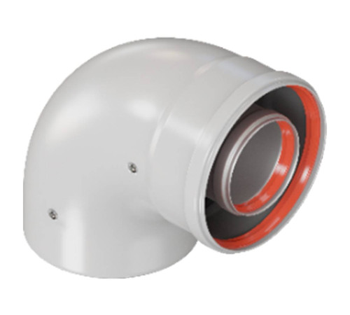 Отвод промежуточный коаксиальный ROMMER 90° 60/100 мм мама-папа RCA-6010-000090