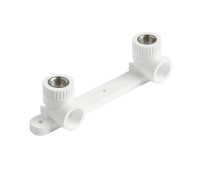 Угольник двойной комбинированный Pro Aqua PP-R 25x1/2 ВР с креплением белый PA280012P