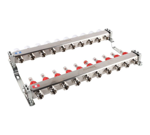Коллекторная группа из нержавеющей стали с расходомерами ROMMER 10 выходов RMS-1200-000010