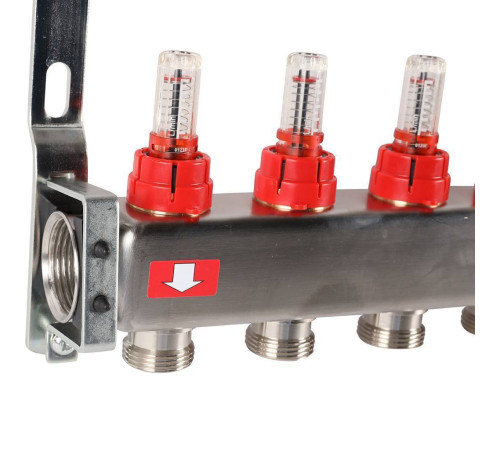 Коллекторная группа из нержавеющей стали с расходомерами ROMMER 10 выходов RMS-1200-000010