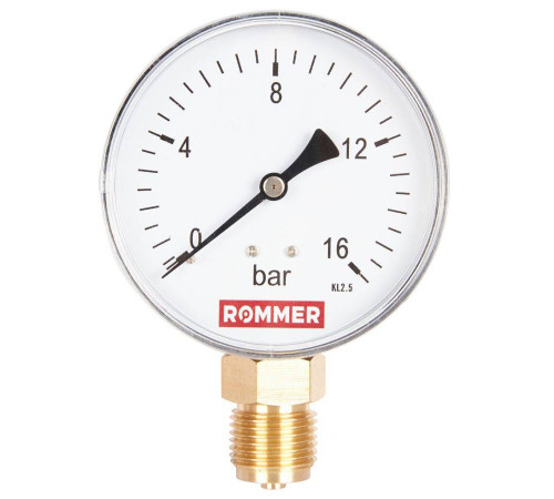 Манометр радиальный ROMMER 80 мм 1/2 16 бар RIM-0010-801615