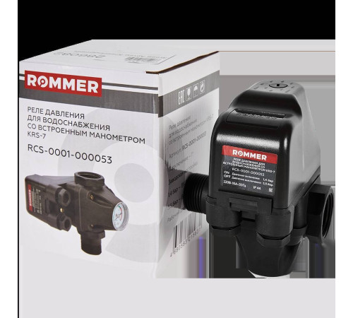 Реле давления для водоснабжения ROMMER KRS-7 со встроенным манометром RCS-0001-000053