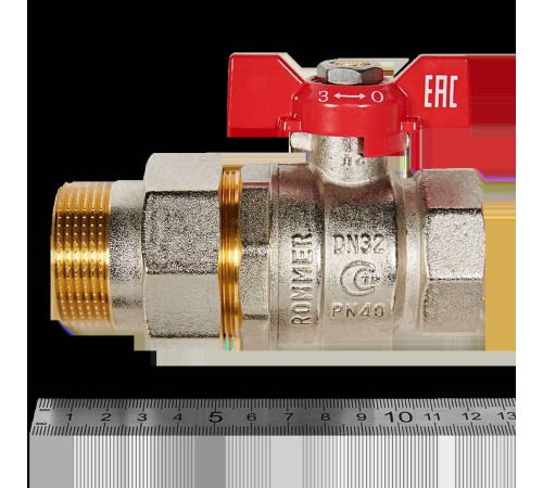 Кран шаровой с американкой ROMMER 1 1/4 ВР/НР ручка бабочка RBV-0005-2510232
