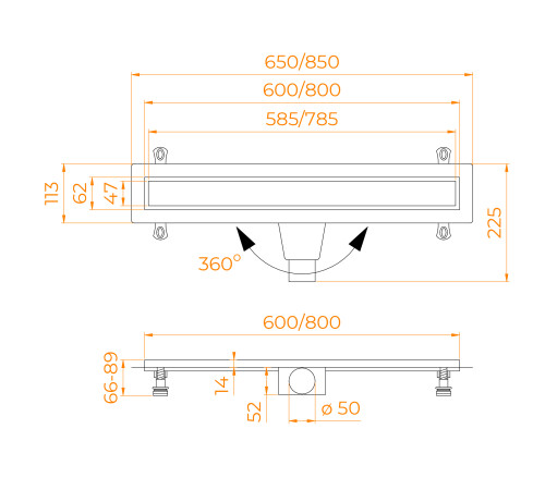 Душевой лоток RGW Drain Leo-21 400 мм 60212140-01