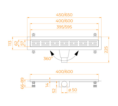 Душевой лоток RGW Drain Leo-30Gb 400 мм золото 60213040-06