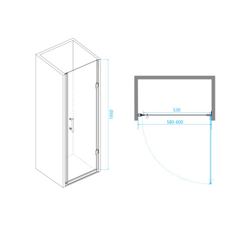 Душевая дверь в нишу RGW Passage PA-06B 600х1950 мм черный 41080606-14