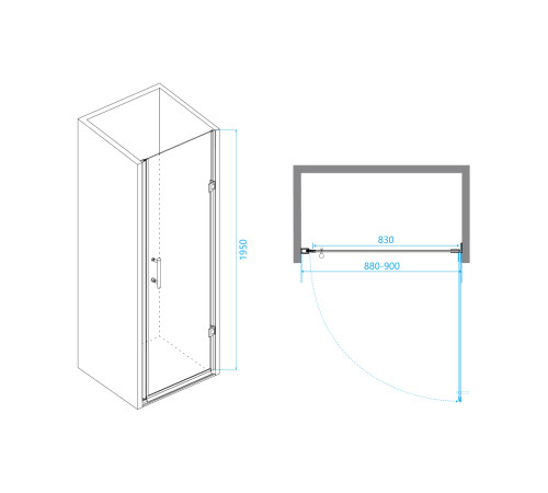Душевая дверь в нишу RGW Passage PA-06B 900х1950 мм черный 41080609-14