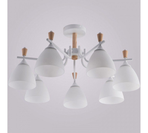 Люстра на штанге De Markt Бремен 7xE27 01622-0.3-07 WH+WOOD