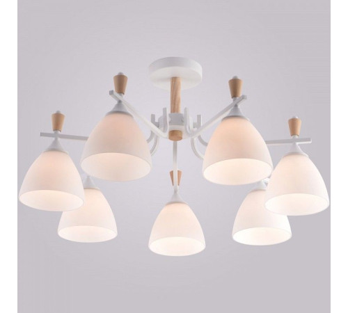 Люстра на штанге De Markt Бремен 7xE27 01622-0.3-07 WH+WOOD