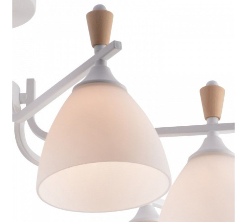 Люстра на штанге De Markt Бремен 7xE27 01622-0.3-07 WH+WOOD