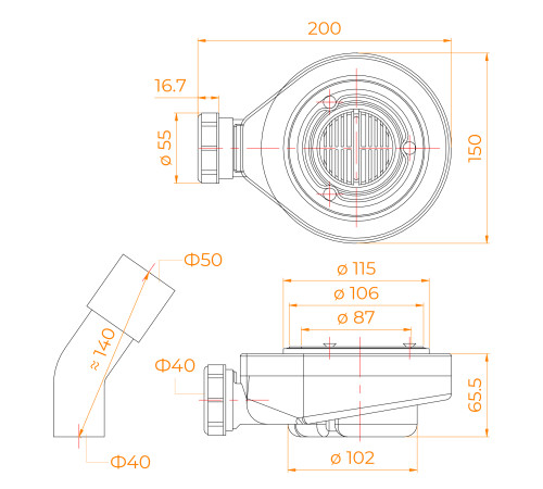 Сифон для поддонов RGW Stone S-2 Хром 50241120-00