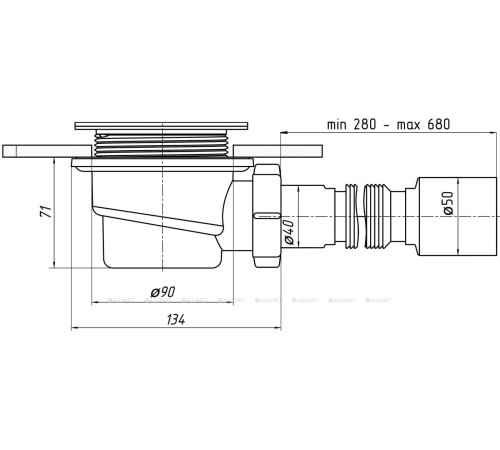 Сифон для душевого поддона АНИ Пласт E325BK 1 1/2х90 мм h 65 мм без крышки E325BK