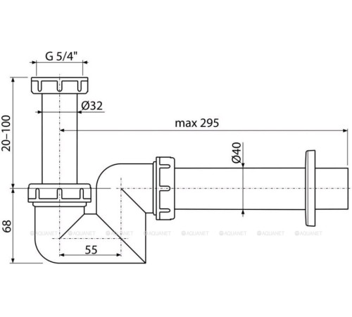 Сифон для умывальника и биде AlcaPlast Ø40 мм A45F-DN40