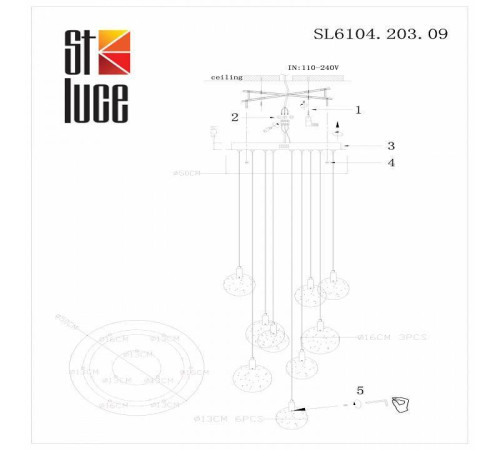 Подвесная люстра ST-Luce Montecelio SL6104.203.09