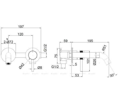 Смеситель для умывальника Allen Brau Priority 2.0 встраиваемый 195 мм графит 5.31030-MG